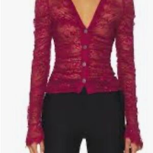 Elegant Red Lace Blouse